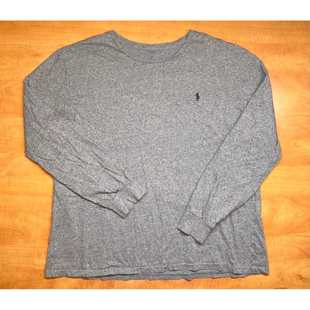 Polo Ralph Lauren Mens XXL Grey Heather Cotton Long Sleeve T-Shirt Pony Logo
